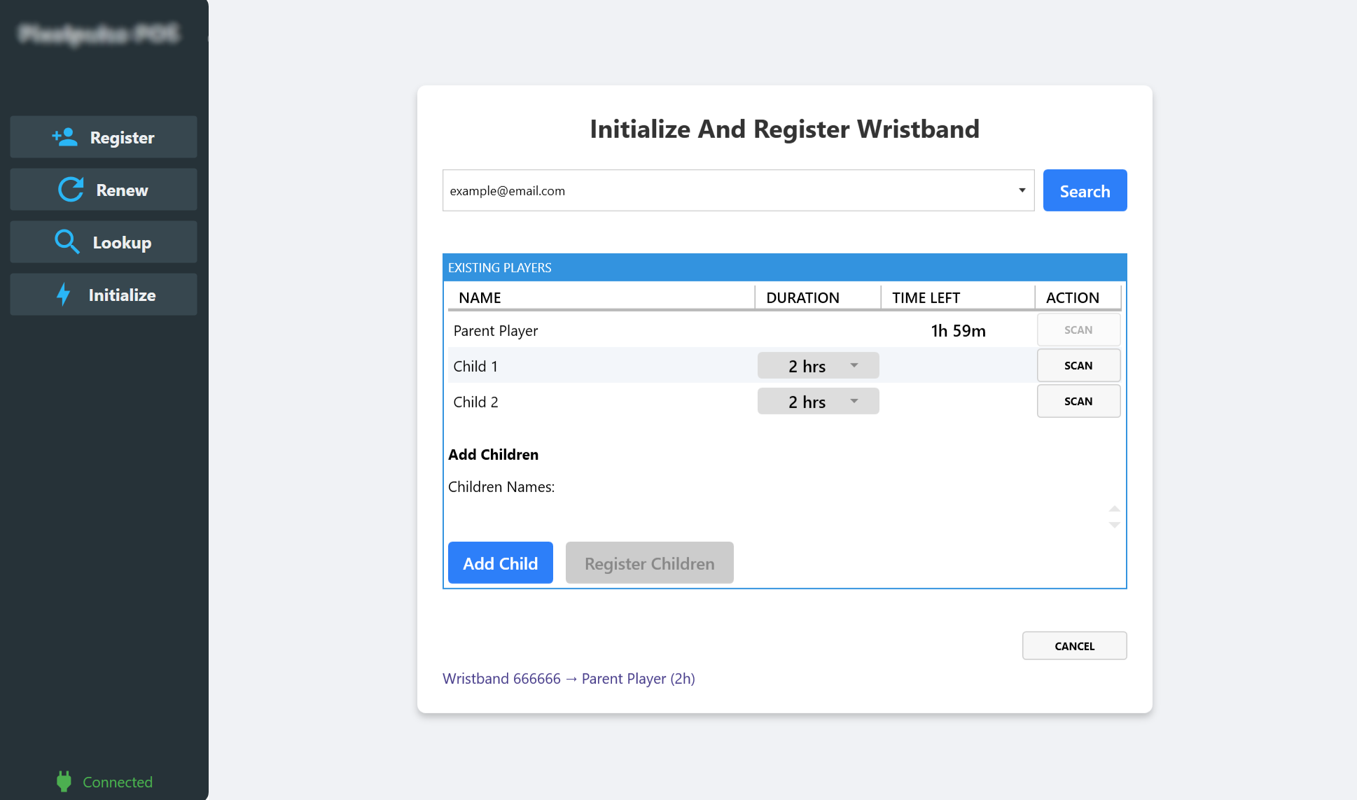 Arcade POS Wristband Registration cover